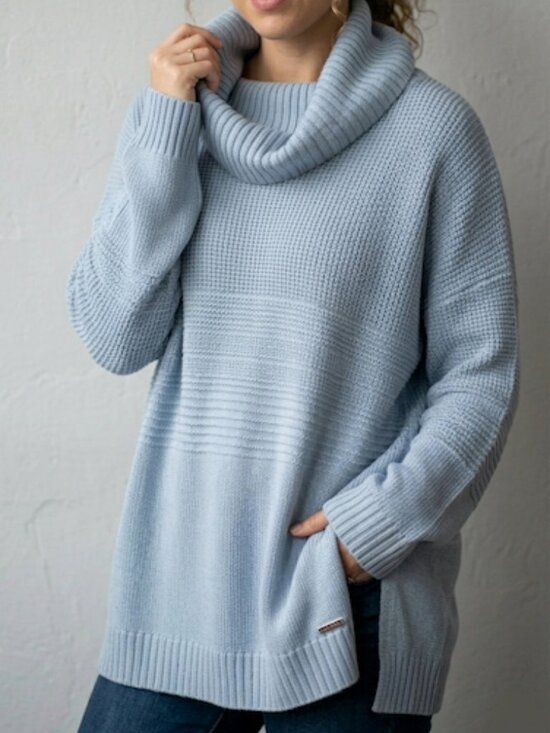 Calvin Klein Sweaters - Calvin Klein Cowl Neck Tunic Textured Knit Pullover Sweater Blue XL